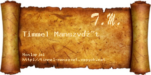 Timmel Manszvét névjegykártya